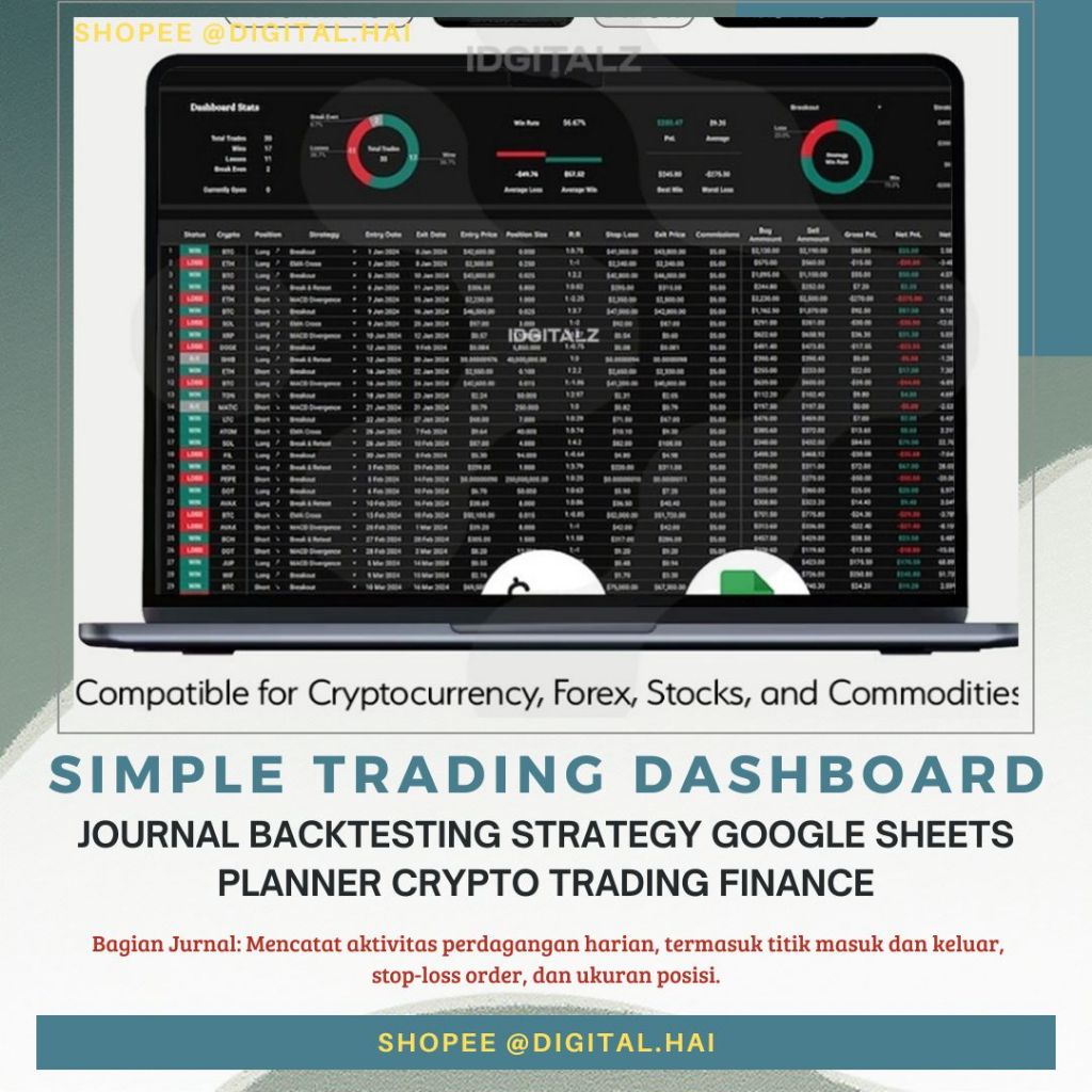 Jual [T0102] Simple Trading Dashboard Journal Backtesting Strategy Google  Sheets Planner Crypto Trading Finance Trading Market Diary Log Spreadsheet  - Compatible for Cryptocurrency, Saham, Forex, Komoditas, Indeks | Shopee  Indonesia