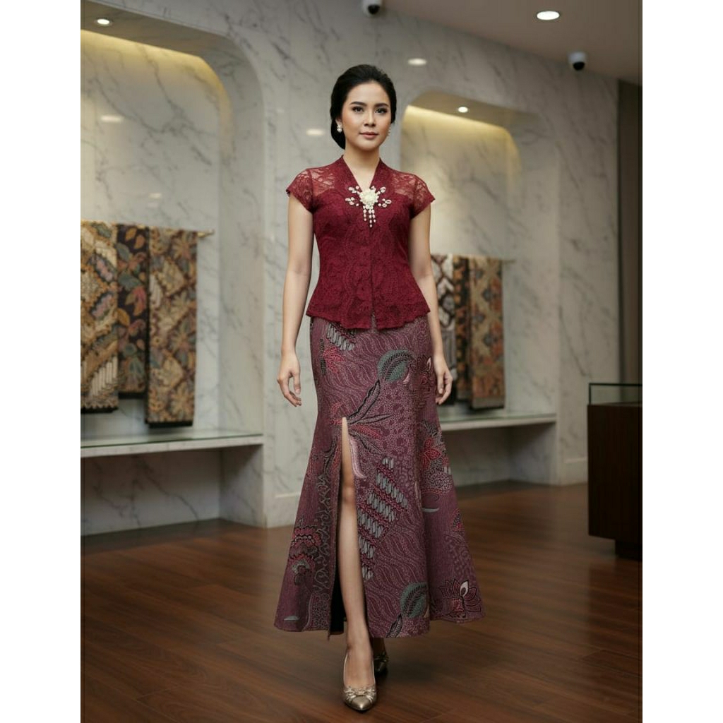 Jual Kebaya Maroon Batik | Shopee Indonesia