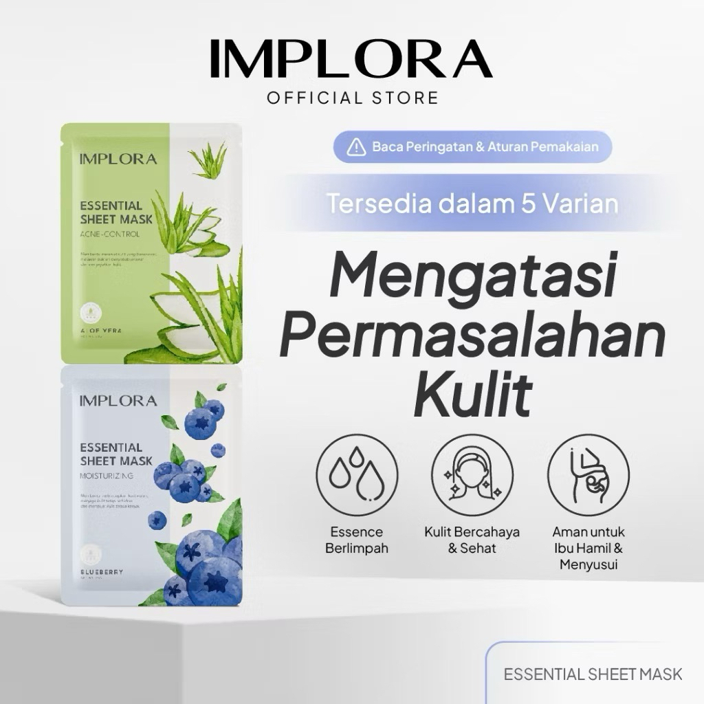 Jual [BUNDLE ISI 6 PCS] IMPLORA ESSENTIAL SHEET MASK - MASKER LEMBARAN ...