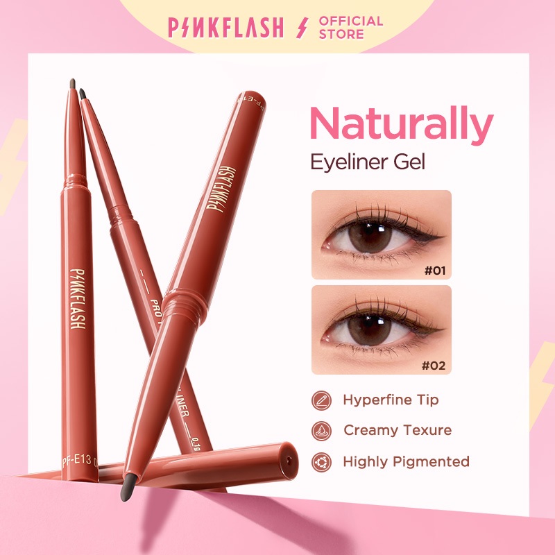 PINKFLASH #InfallibleLine Halus Gel Eyeliner Pensil Pigmen Tinggi Tahan Air Tahan Lama Eyeliner Pencil PF-E13