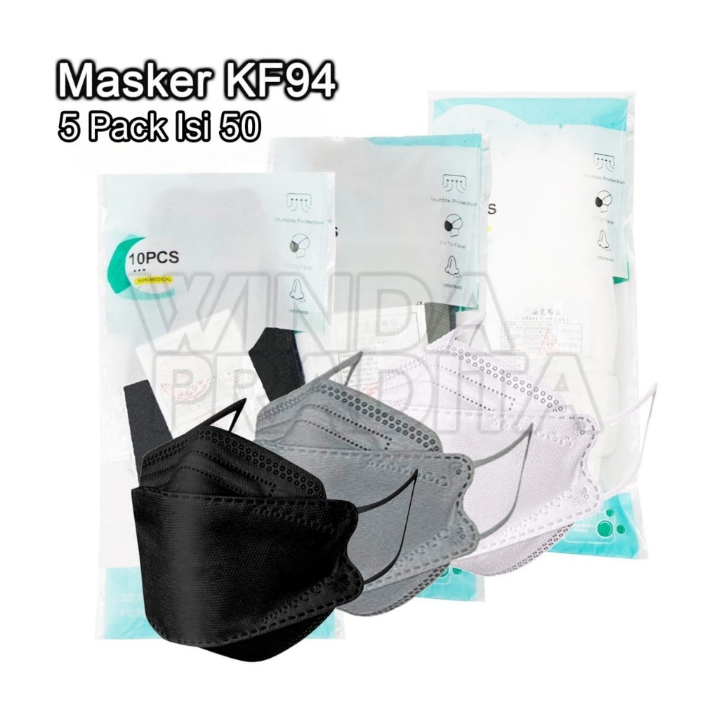 Jual Masker KF94 Isi 50Pcs Hitam Putih Warna WarniTermurah | Shopee ...