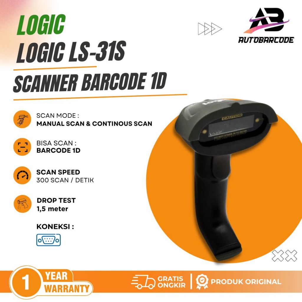 Jual Scanner Serial Logic LS31S Barcode Scan 1D Scanlogic Mesin Kasir ...