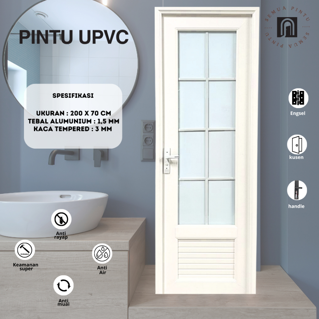 Jual Pintu Kamar Mandi UPVC, Pintu Toilet, UPVC Door, Pintu Kamar Mandi