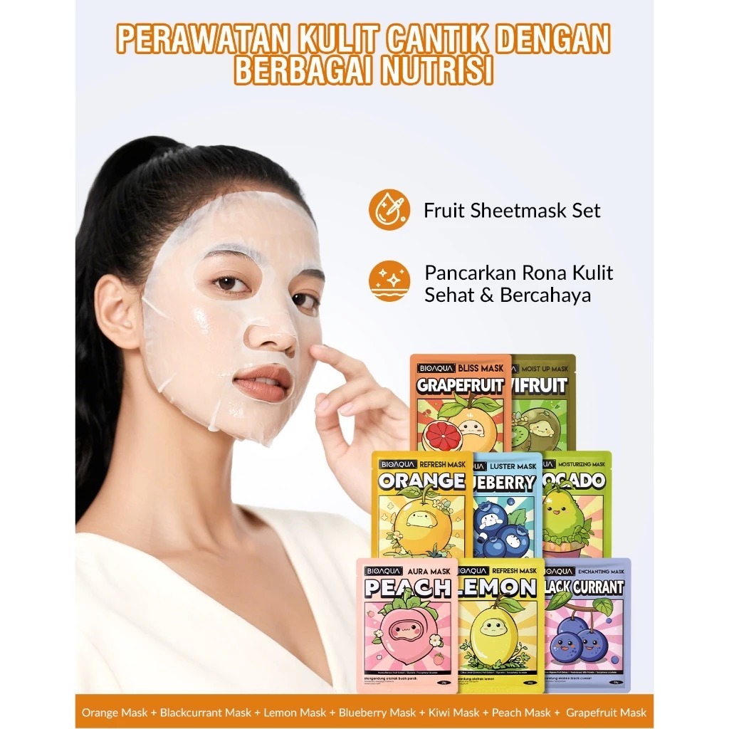 Jual BIOAQUA FACIAL SHEET MASK MASKER WAJAH TISSUE | Shopee Indonesia