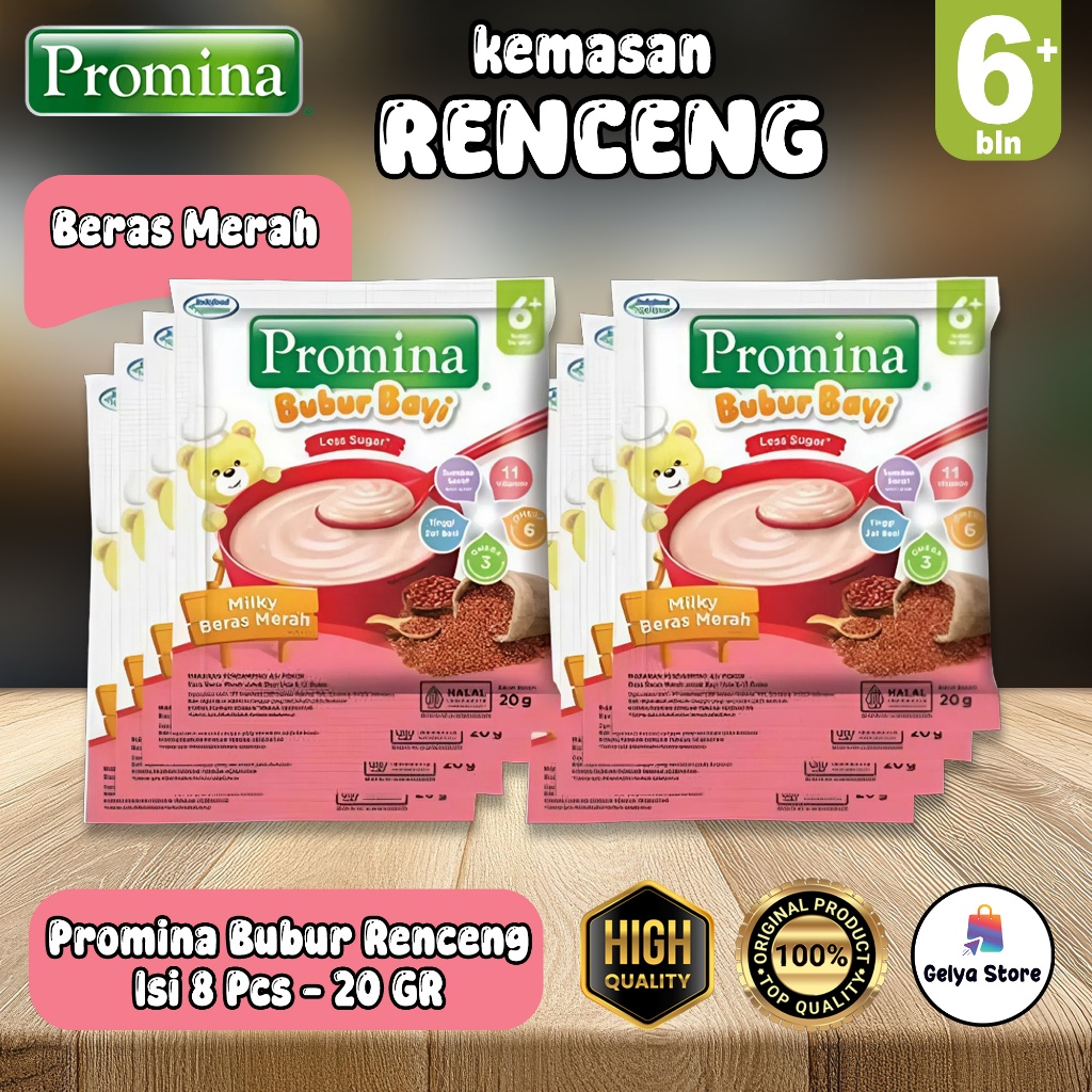 Jual PROMINA Bubur Bayi 6+ RENCENG 20gr Rasa Milky Beras Merah | Isi 8 ...
