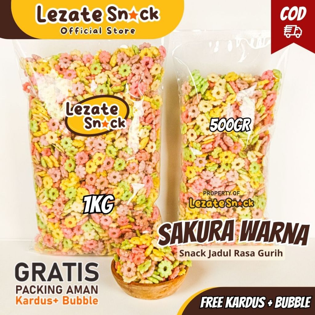 Jual Snack Ribut 1KG Kiloan Murah Enak Renyah / Pilus Sakura Warna ...
