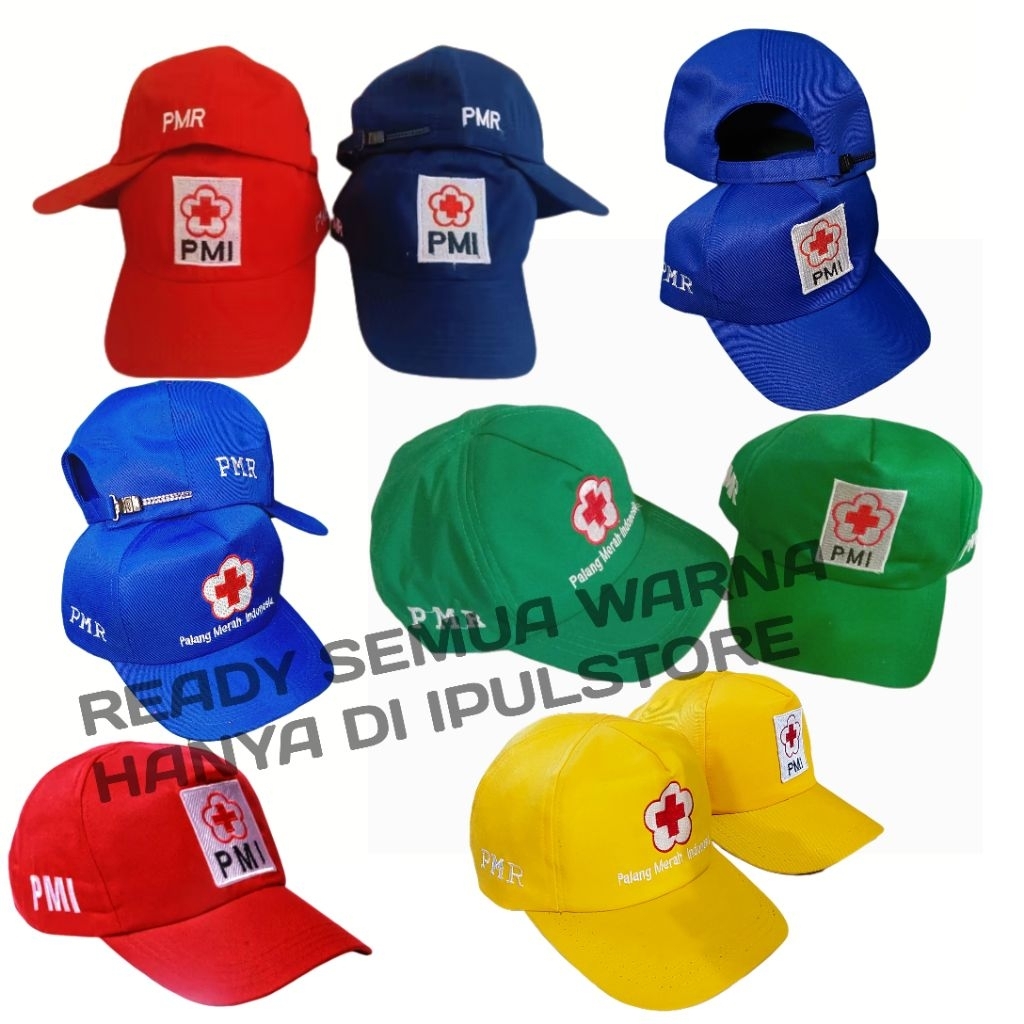 Jual TOPI PMI TOPI PMR BORDIR TERBARU WARNA MERAH WARNA KUNING WARNA ...