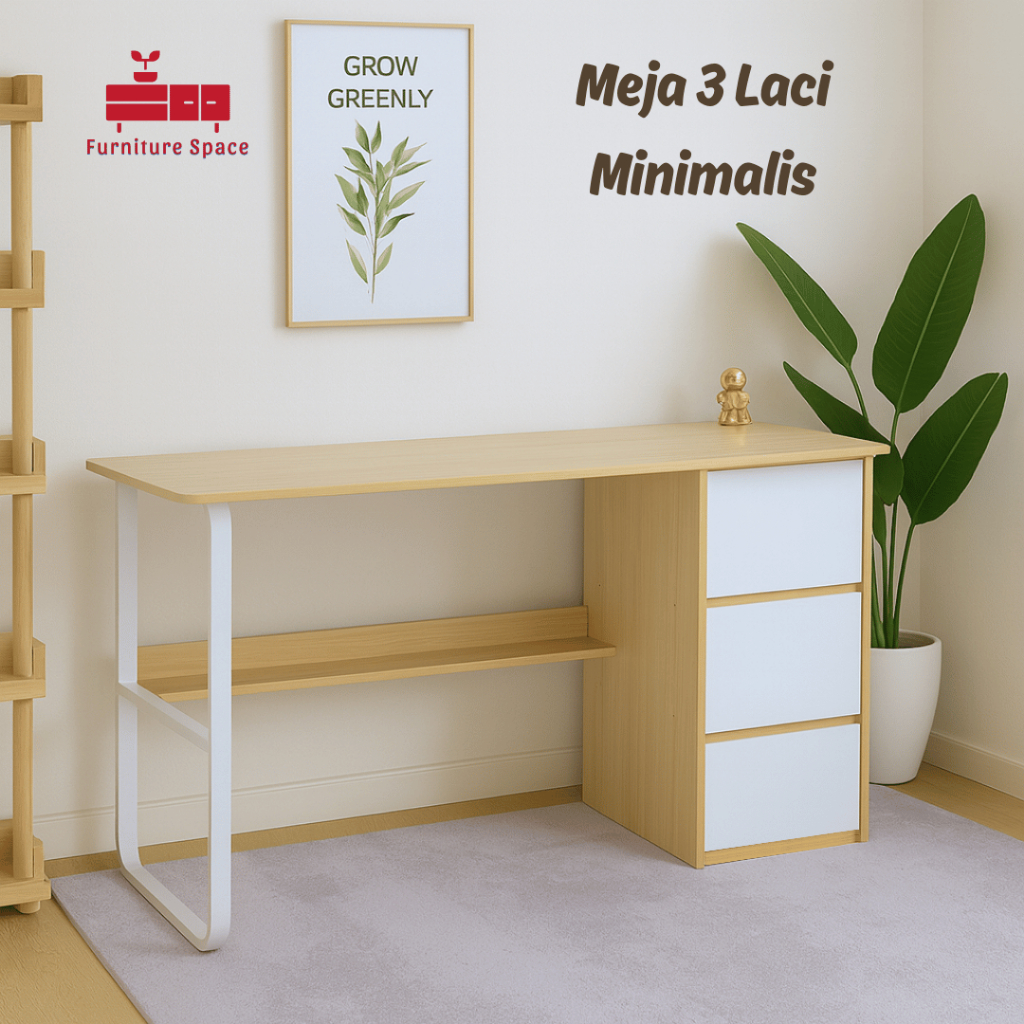 Jual Meja Minimalis 3 Laci Meja Komputer Meja Kerja Meja Kamar Tidur ...