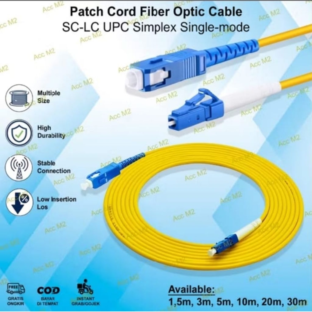 Jual kabel fiber optic patch core sc to LC UPC single mode | Shopee ...