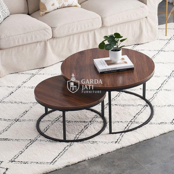 Jual Set Coffee Table Bulat - 2 Meja Bulat Susun Desain Minimalis ...