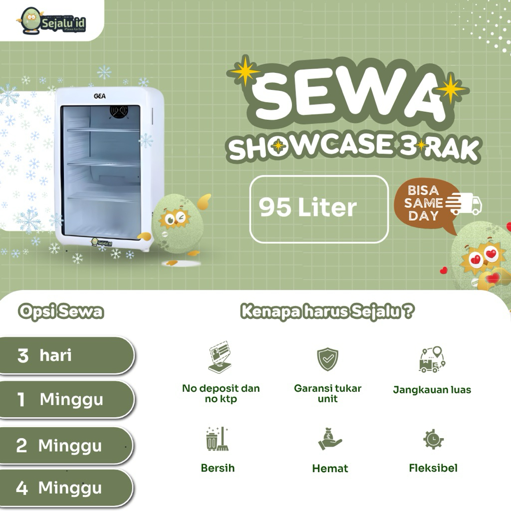 Jual SEWA SHOWCASE 3 Rak GEA EXPO 90 CVD | Shopee Indonesia