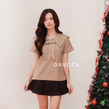 ORECCA Soorin Atasan Wanita Lengan Pendek Pita