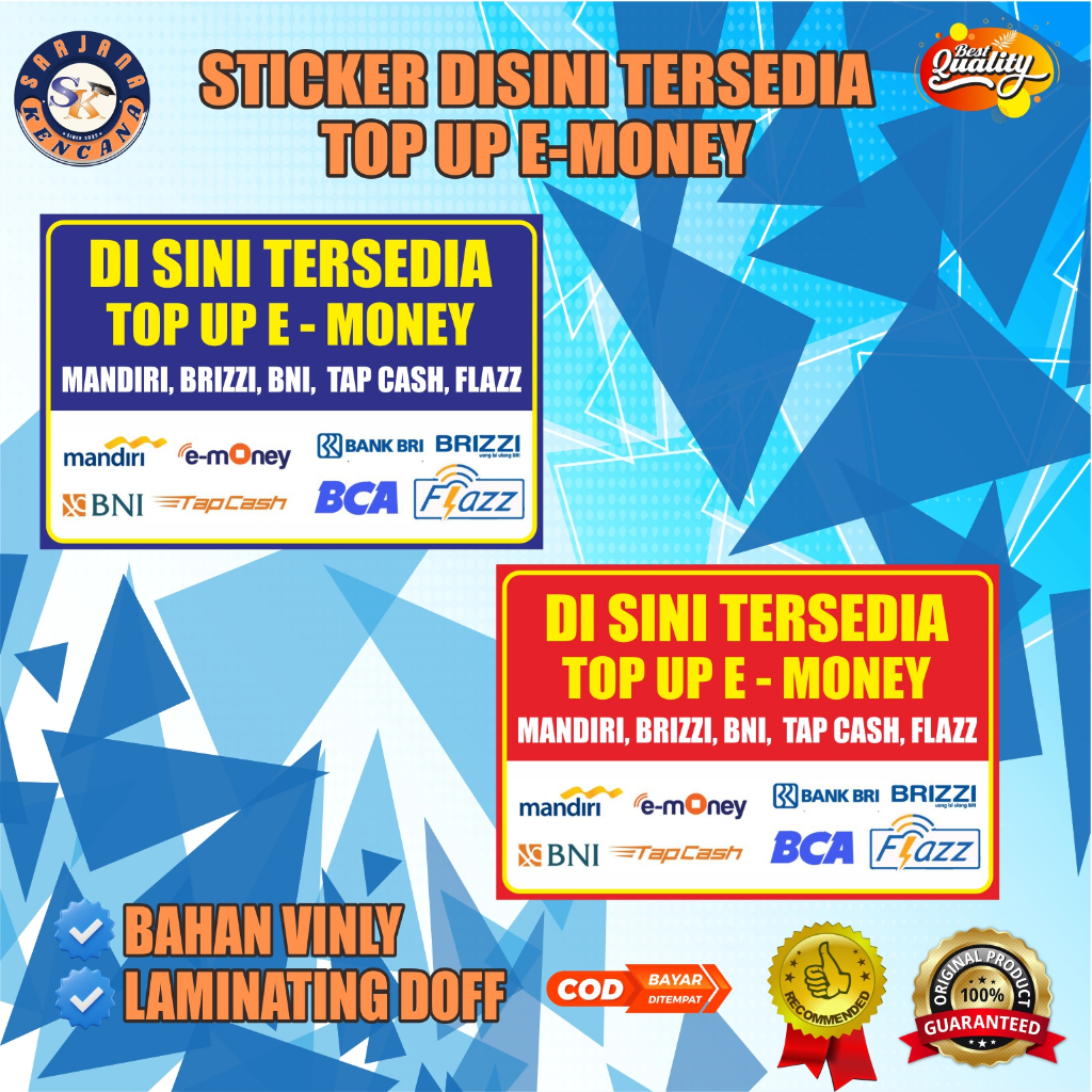 Jual Stiker Top Up E-Money Mandiri, BRI, BNI, BCA – Bahan Vinyl ...
