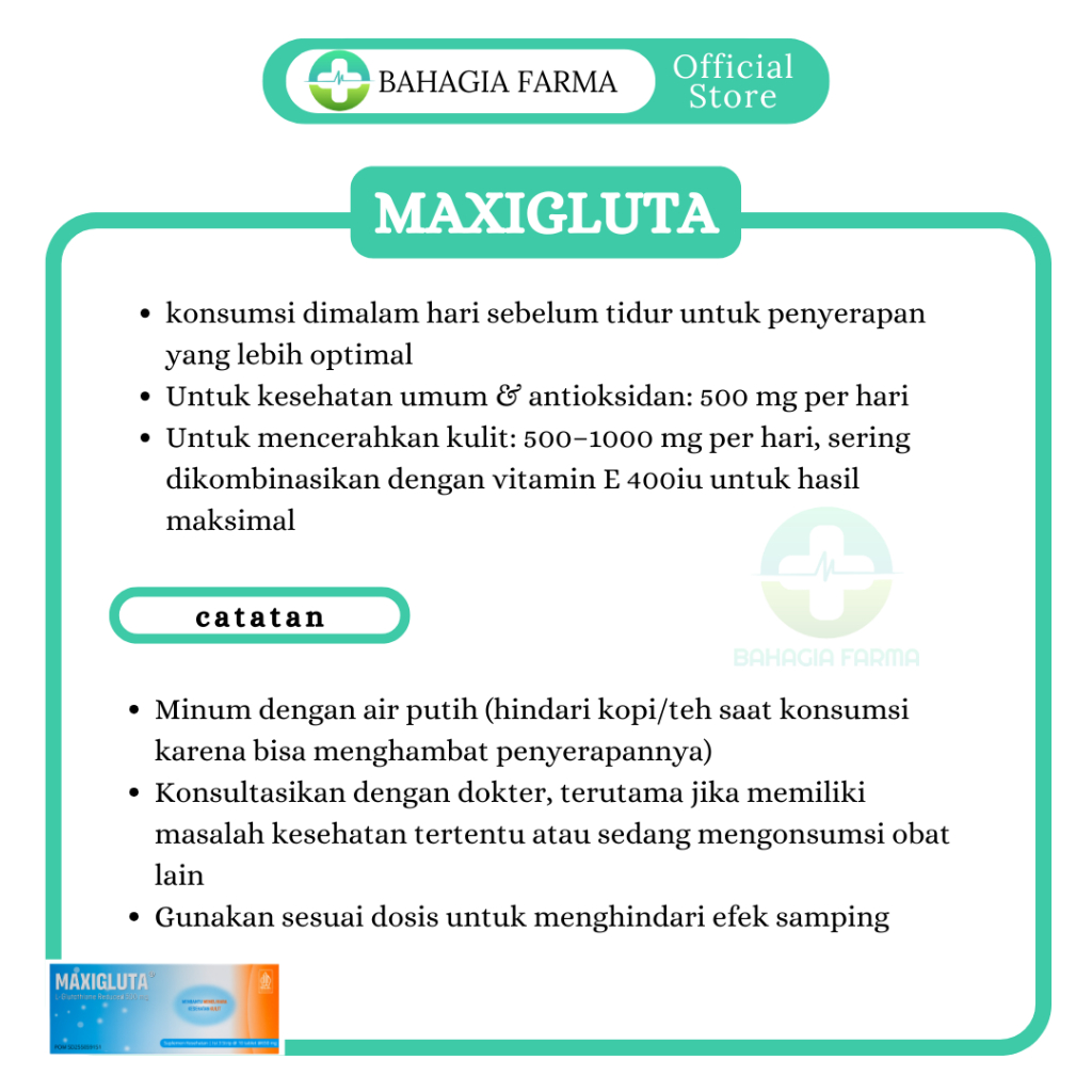 batas konsumsi glutathione per hari Jual MAXIGLUTA 30 Tablet - L-Glutathione 500mg Untuk Mencerahkan Kulit Prime Strength+ GHK-Cu Copper Peptide Face Size:1 stick