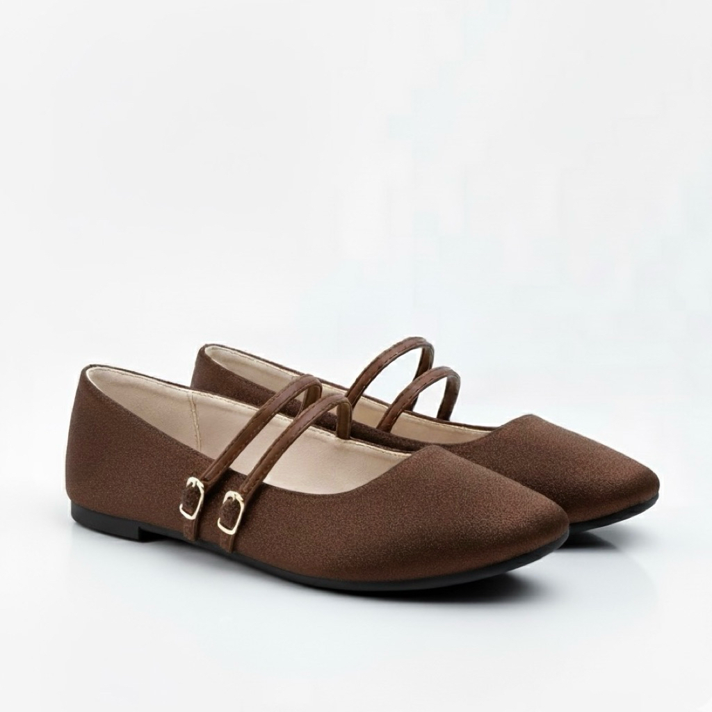 Mauroco Flat Shoes Wanita Tali Ganda Gesper foto 1