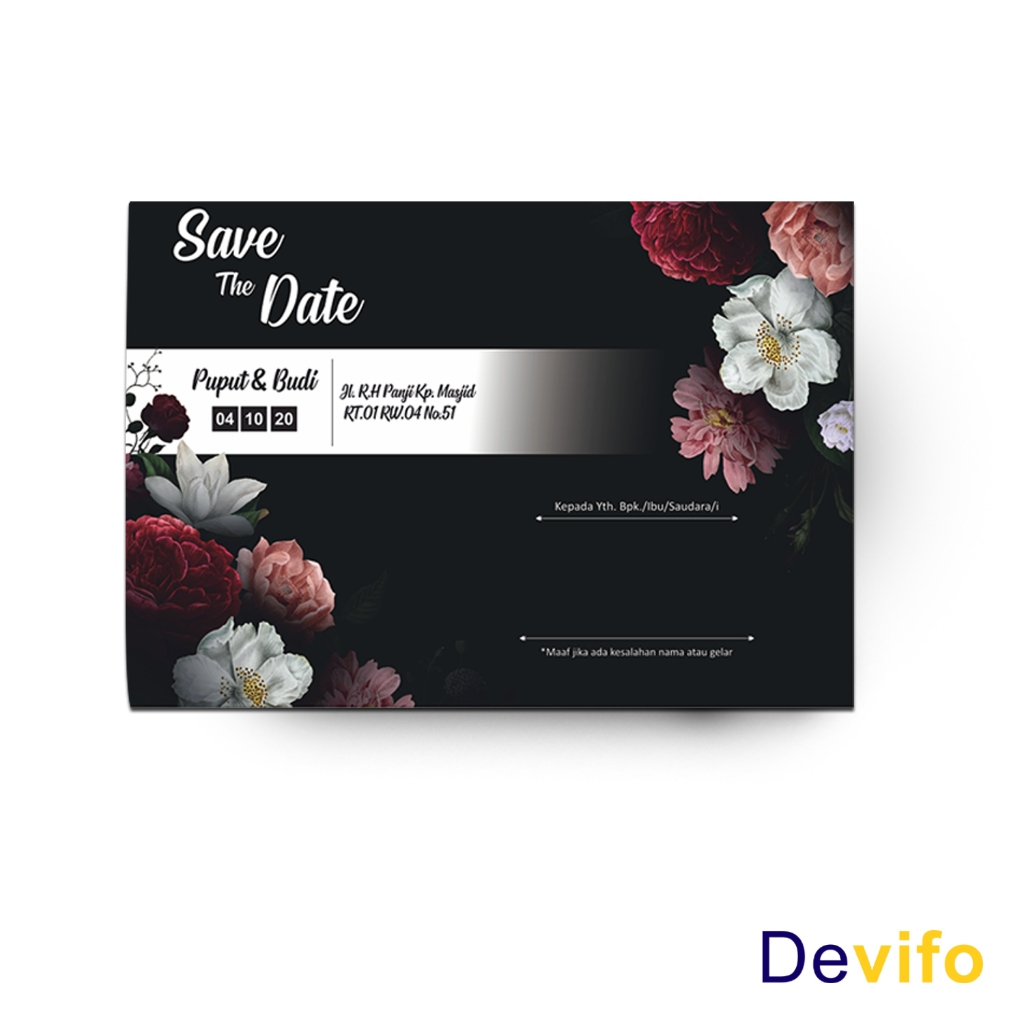 Undangan Devifo D1 Murah 700an | Aesthetic, Kekinian, Elegan, Minimalis, Lipat 2  Harga Super Ekonomis