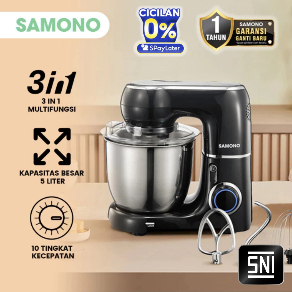Jual SAMONO SW-KM550 Stand Mixer 5L 3in1 Mixer Kue Pengaduk Adonan Bowl ...