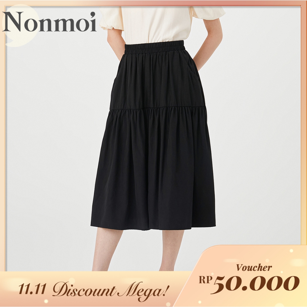 Jual Nonmoi - Renata Skirt Rok Midi Wanita Pendek Casual | Shopee Indonesia