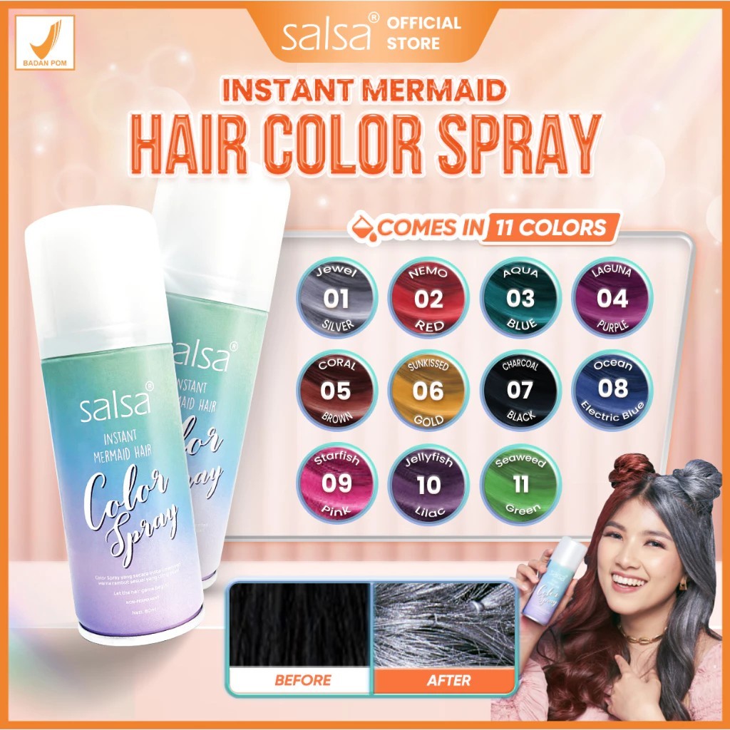 Jual { NARUBI } Salsa Instant Mermaid Hair Color Spray 80ml , cat ...