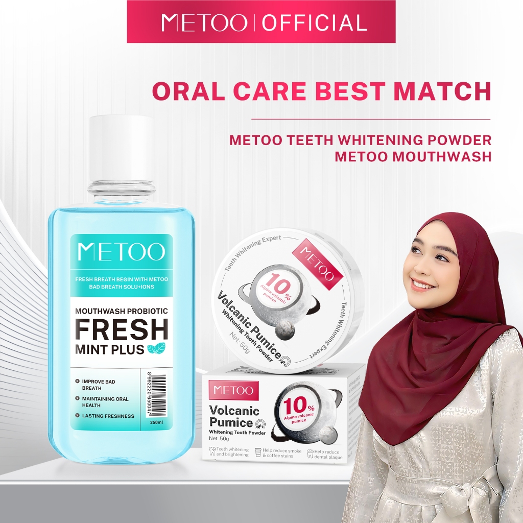 Jual MeToo Volcanic Pumice Whitening Tooth Powder 50g+ Fresh Mint ...
