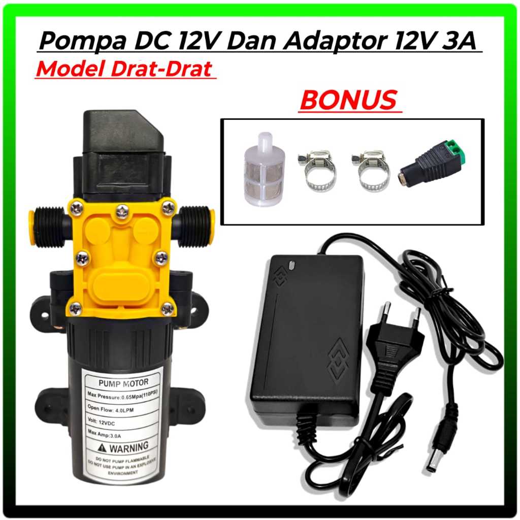 Jual Dinamo Pompa DC 12 volt 4 LPM 100 PSI Dan Adaptor 12V 3A / Dinamo ...