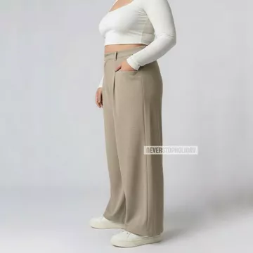 Celana ELENA Kulot Wanita High Waist Jumbo Bahan Semiwol – Loose Pants Korea Casual Formal Anti