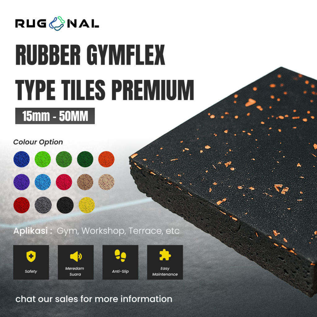 Jual RUGONAL - Rubber Floor Mat Type Tiles Premium 50cm x 50cm | Tebal ...