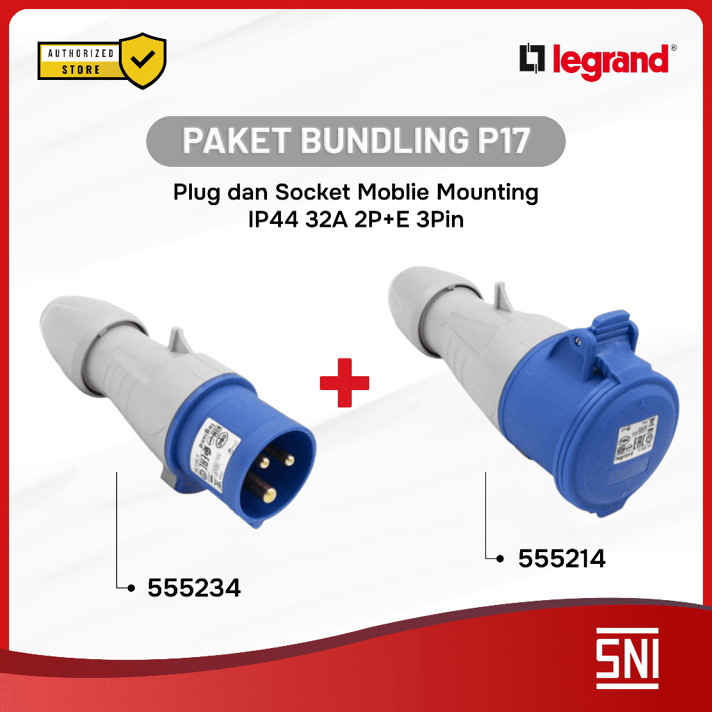 Jual Paket Legrand P17 Plug dan Socket Moblie Mounting IP44 32A 2P+E ...