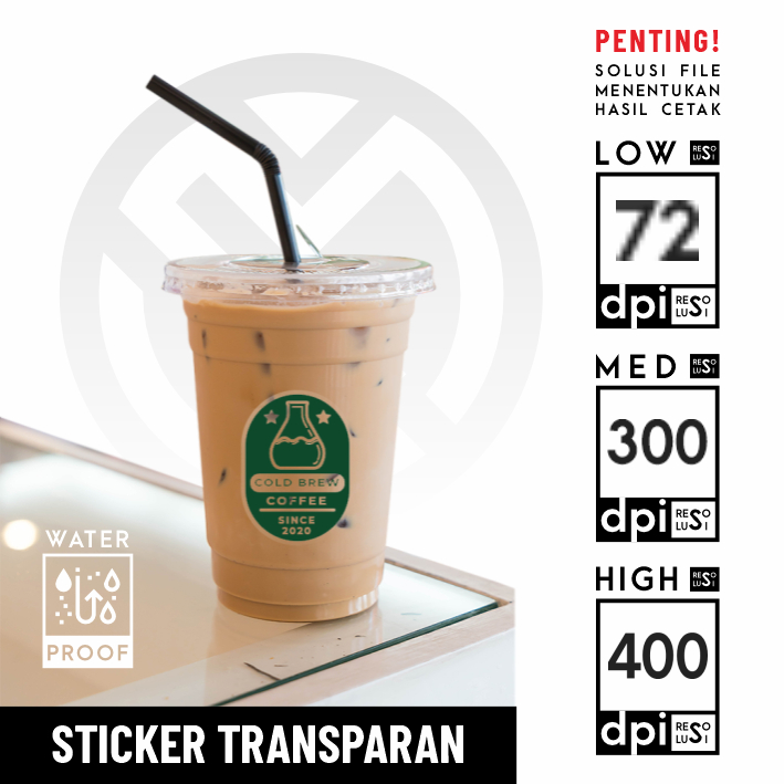 Jual Cetak Print Sticker Transparan Label Non White Ink untuk Kopi ...