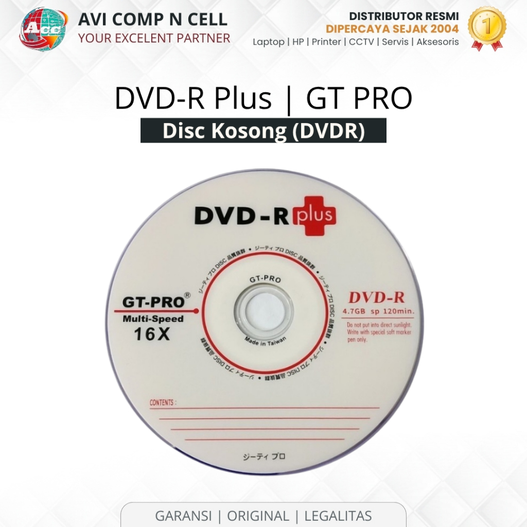 Jual DVD-R PLUS GT PRO disc kosong (DVDR) | Shopee Indonesia