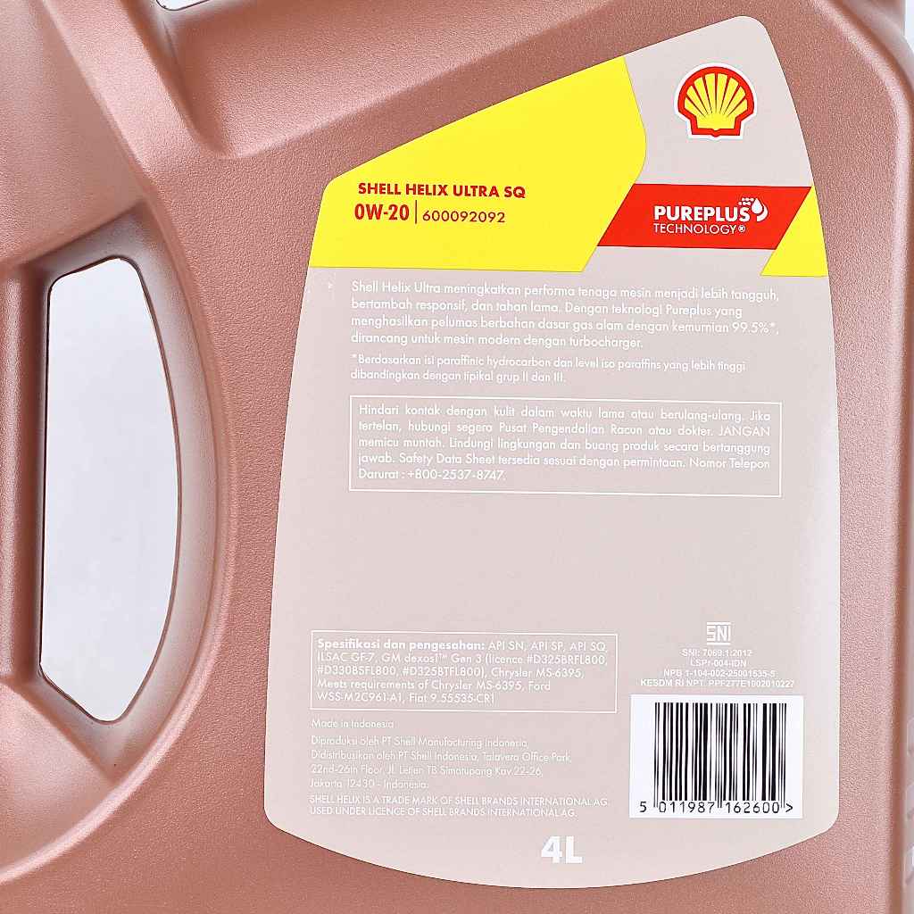 Jual Shell Helix Ultra SAE 0W-20 4 Liter Api SQ/GF-7 Oli Mobil Mesin ...