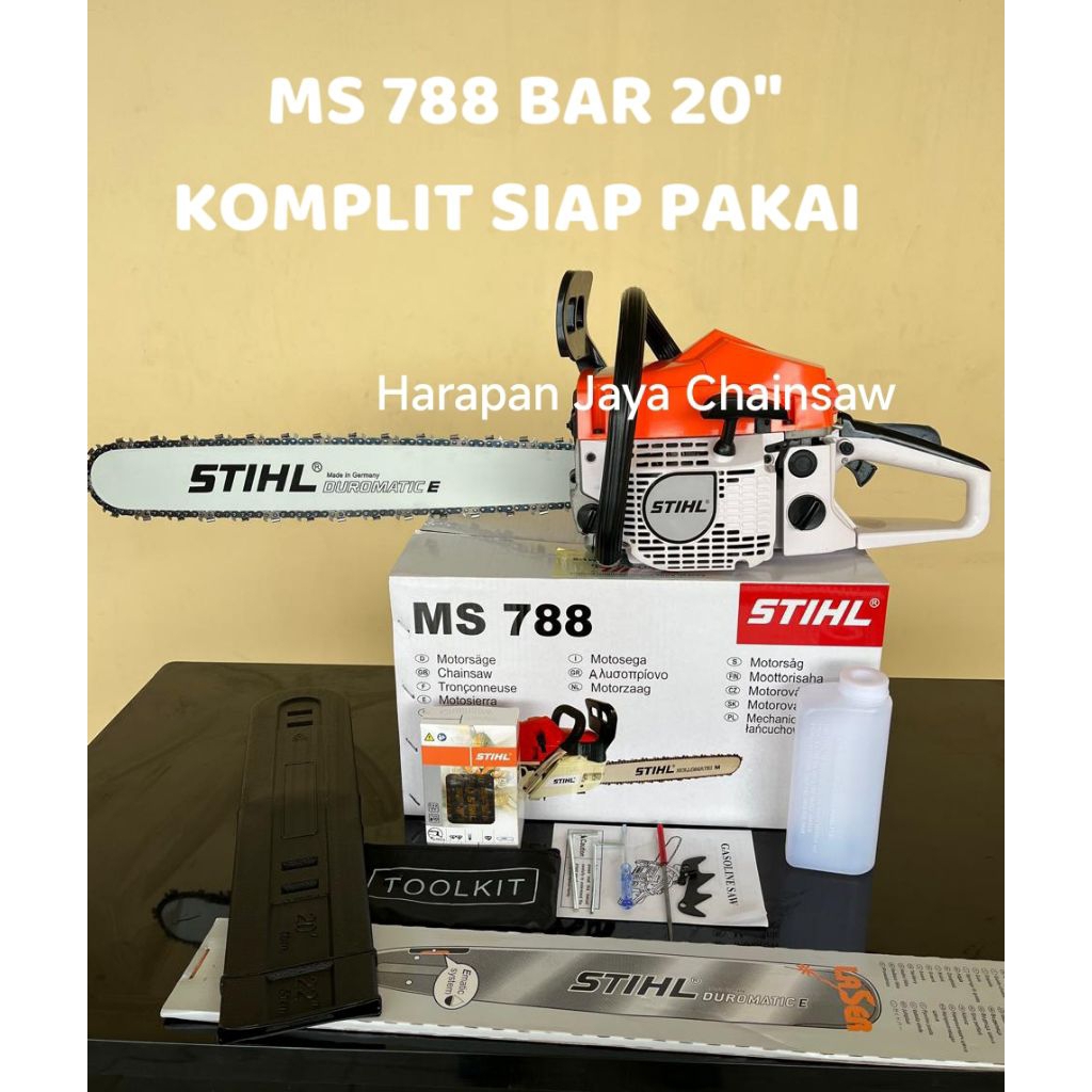 Jual Mesin Chainsaw Stihl MS 788 Komplit Berikut Bar 20 inch dan Rantai ...