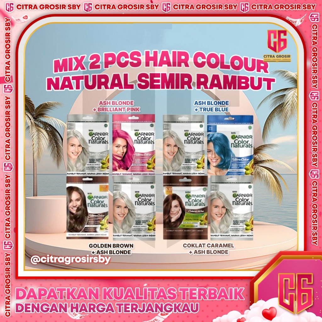 Jual (Mix isi 2) Garnier Hair Color Semir Rambut Sachet || 2 PCS ...