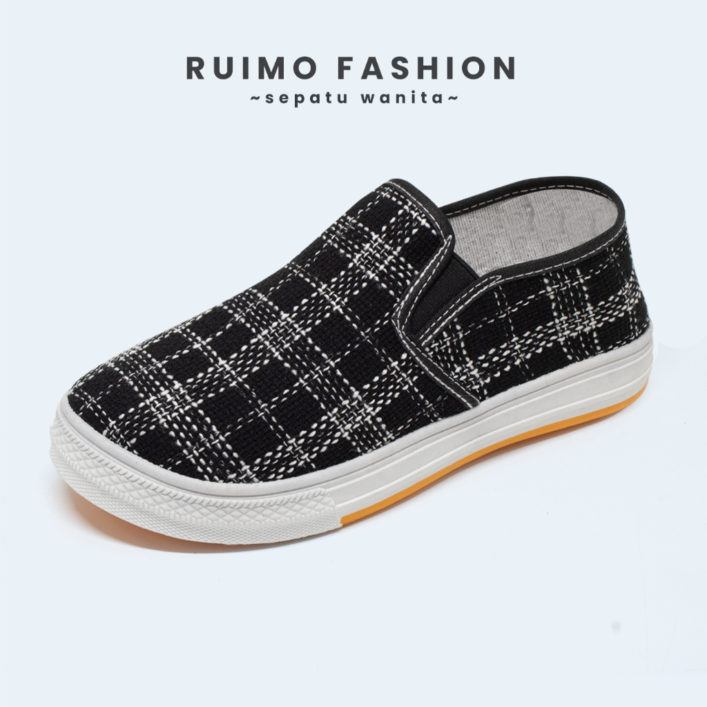 Jual Sepatu Sneakers Wanita Slipon Motif Simple - A-6 | Shopee Indonesia