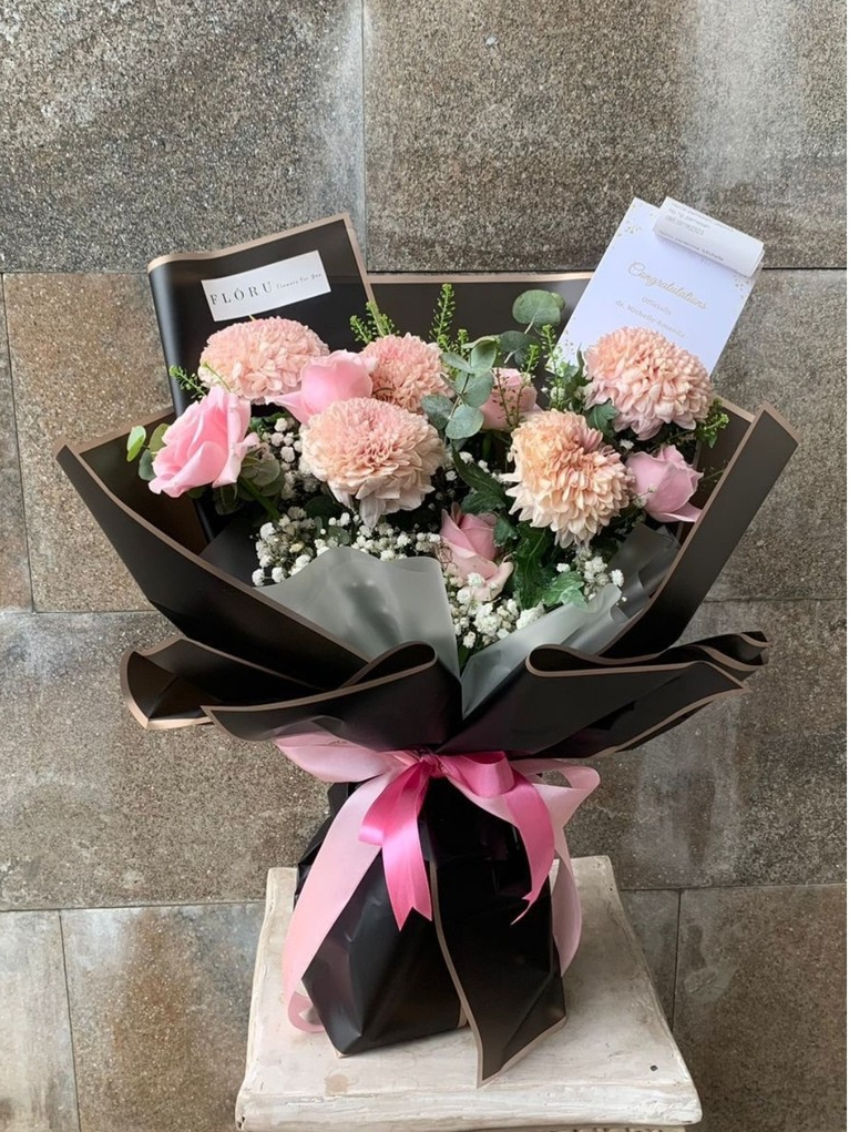 Jual FLORU FLORIST - Fresh Gompie x Rose 10 Tangkai Bouquet (Medium ...