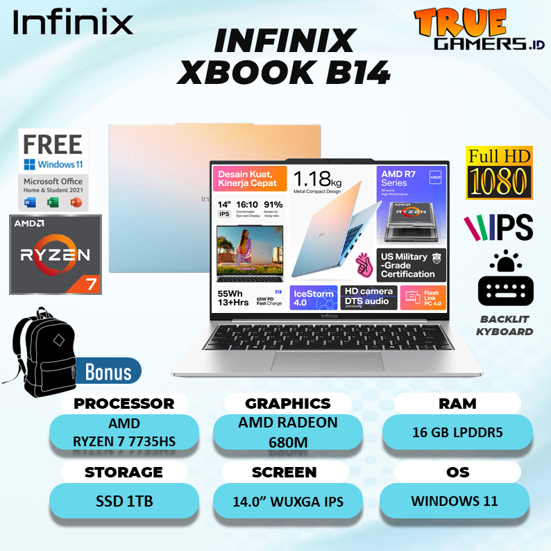 Jual INFINIX XBOOK B14 RYZEN 7 7735HS RAM 16GB SSD 1TB WINDOWS 11 ...