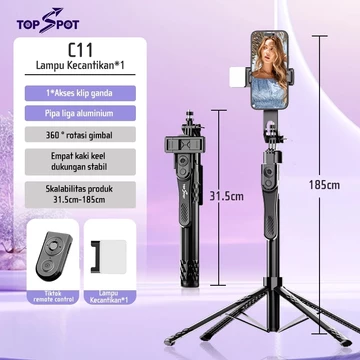 Topspot C11 Tongsis Tripod Bluetooth 4 Leg Stand Remote Tripod Paduan Aluminium Selfie Stick HP