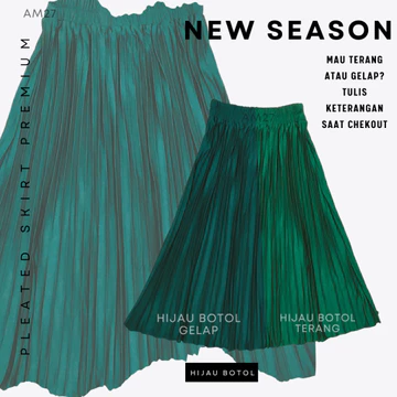 Am27 Rok Plisket Premium Remaja Dewasa Jumbo 110Kg Rok Polos Payung Pleated Skirt