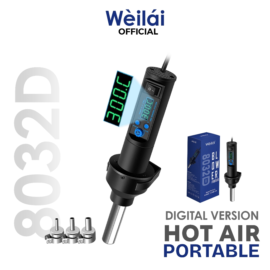 Jual WEILAI 8032D HOT AIR PORTABLE DIGITAL BLOWER SMD REWORK STATION ...
