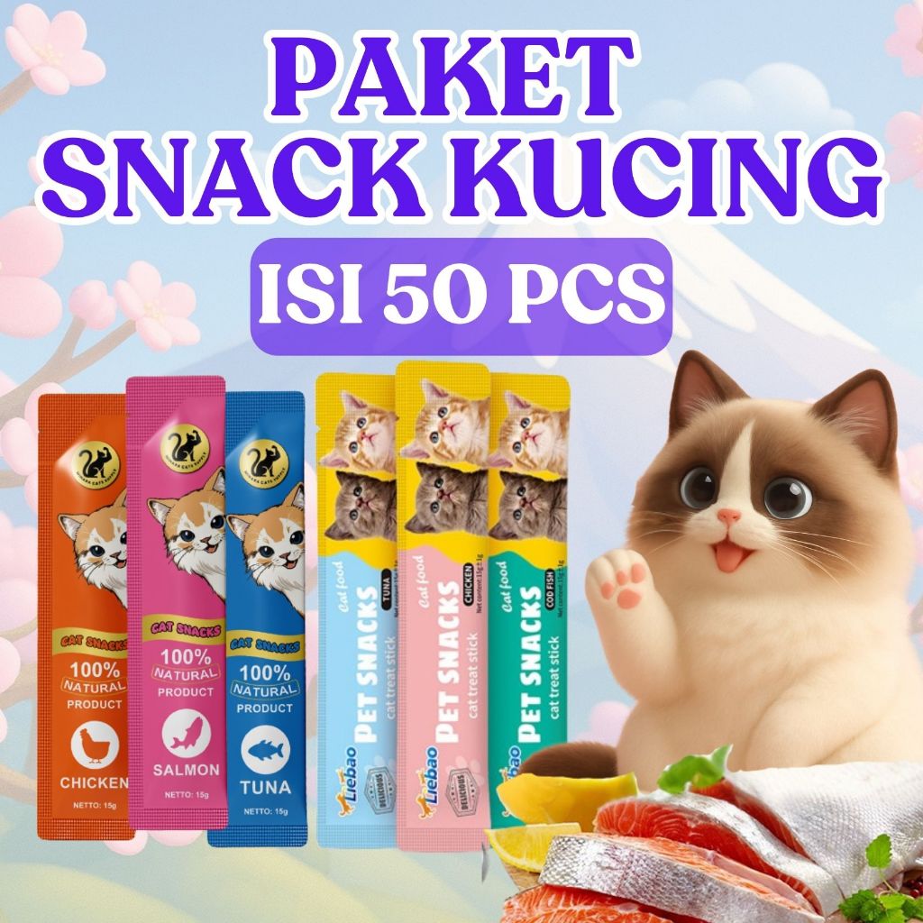 Jual PAKET Snack Creamy Kucing Isi 50 PCS - Cat Food - Paket Cemilan ...