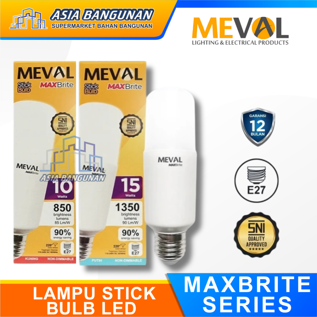 Jual Meval Lampu LED Stick Bulb Maxbrite Series Putih Kuning Modern ...