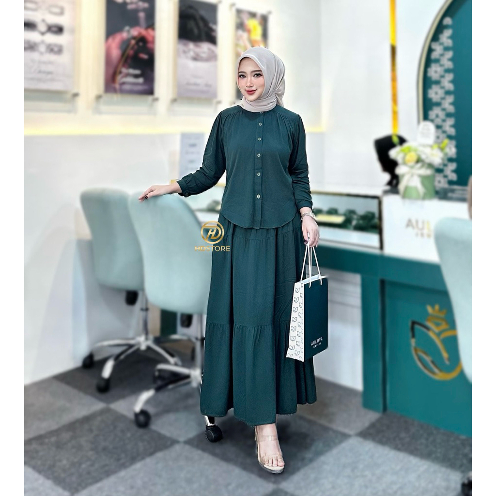 Jual Oneset Rok Rayon Polos - Claudia Set Rok 2in1 Bahan Rayon Twill ...