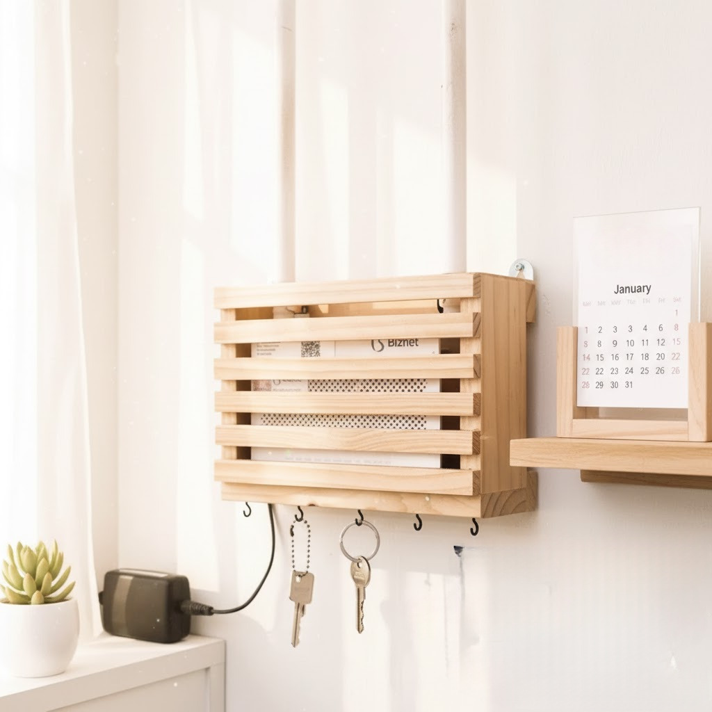 Jual Rak Kayu Pinus Holder Gantungan Kunci Tempat Model Wifi Router ...