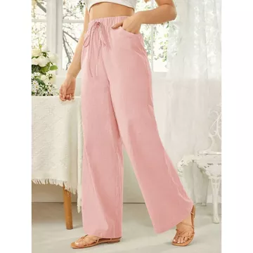 Celana Kulot Linen Premium Pinggang Full Karet Celana Kulot Highwaist Casual Terkini Ternyaman