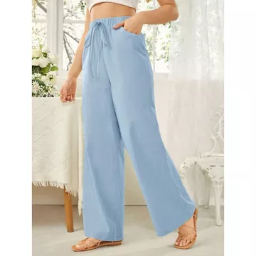 Celana Kulot Linen Premium Pinggang Full Karet Celana Kulot Highwaist Casual Terkini Ternyaman