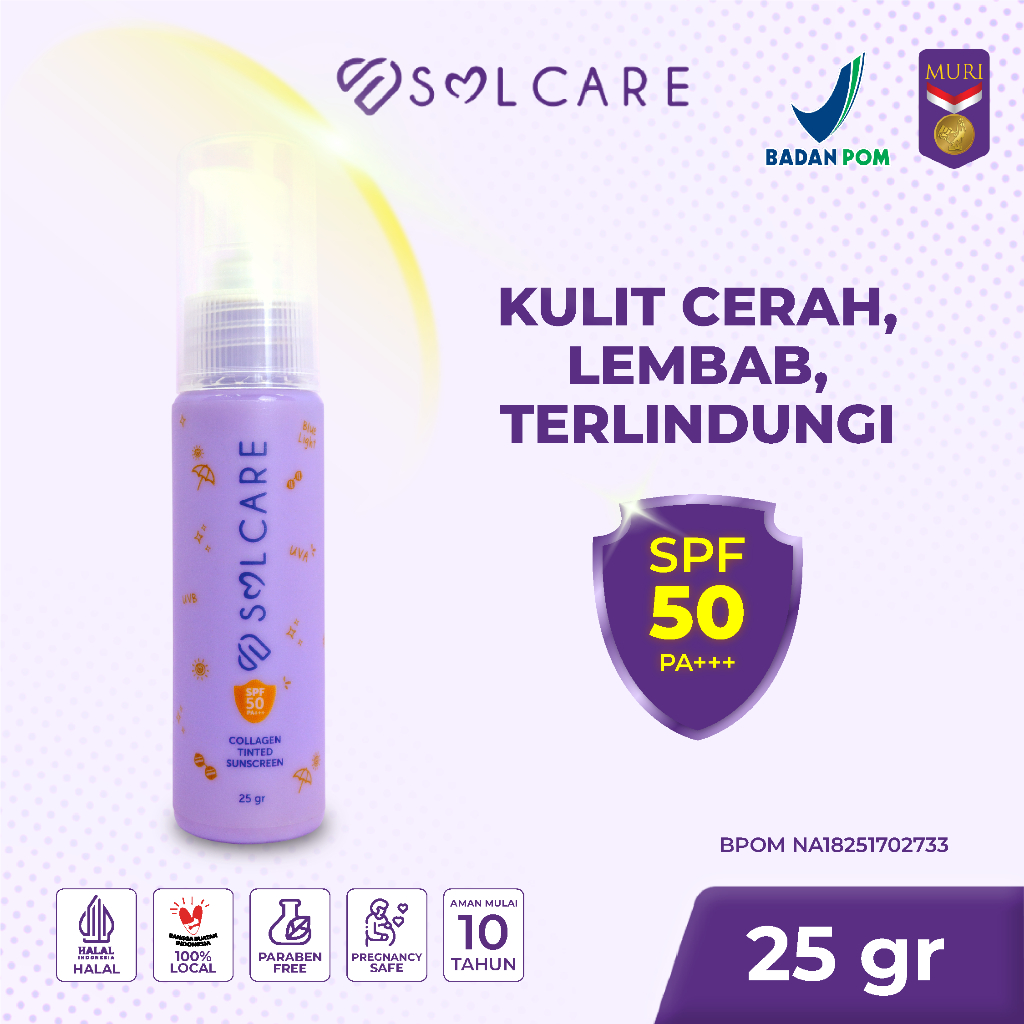 Jual Solcare Collagen Tinted Sunscreen SPF 50 PA+++ — Sunscreen Tone Up ...