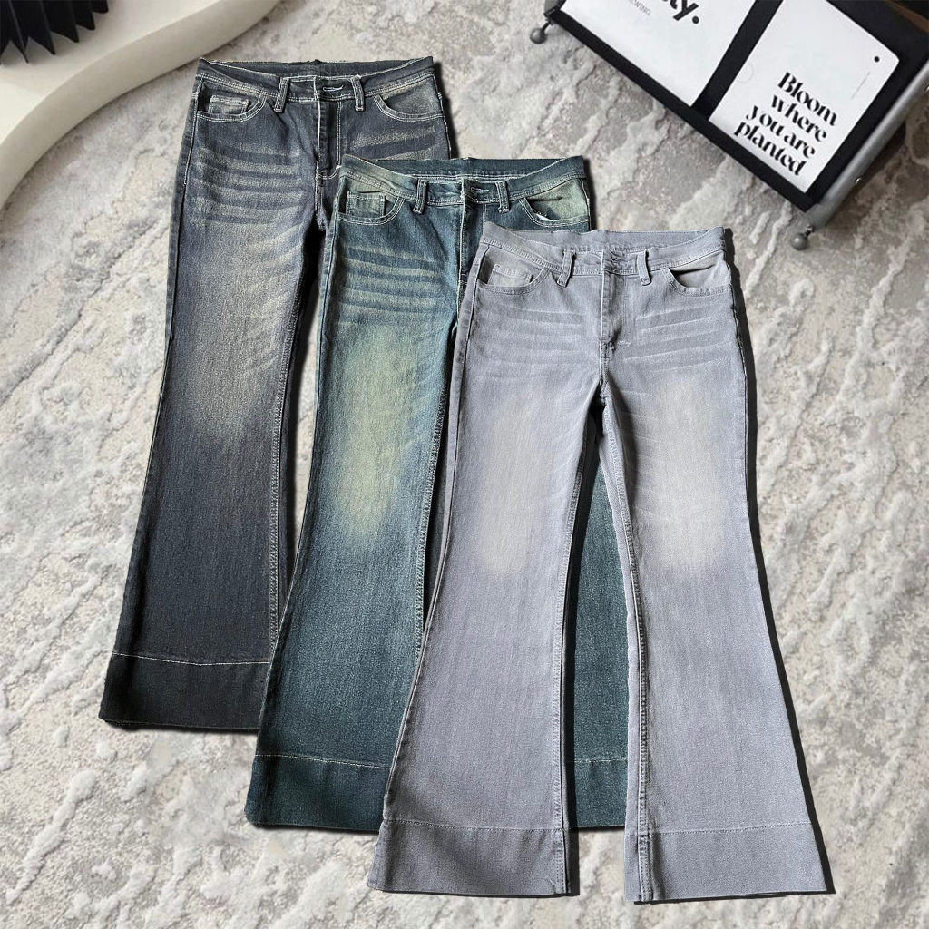 Celana Jeans Cutbray Highwaist Wanita Stretch Celana Panjang Jeans