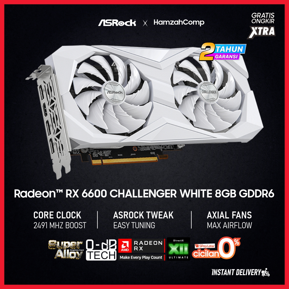 Jual ASROCK Radeon RX 6600 CHALLENGER WHITE 8GB GDDR6 | VGA RX 6600 ...