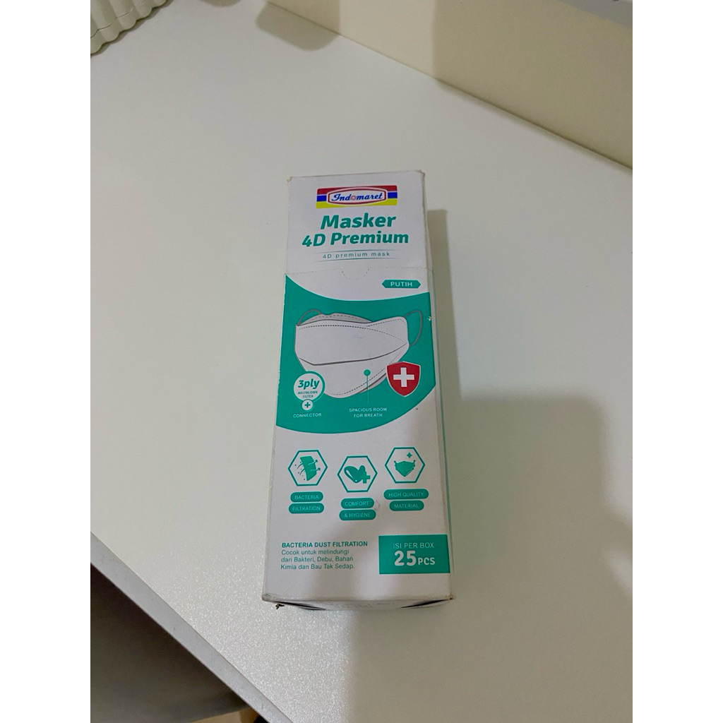 Jual Indomaret Masker 4D Premium isi 25pcs Warna Putih | Shopee Indonesia