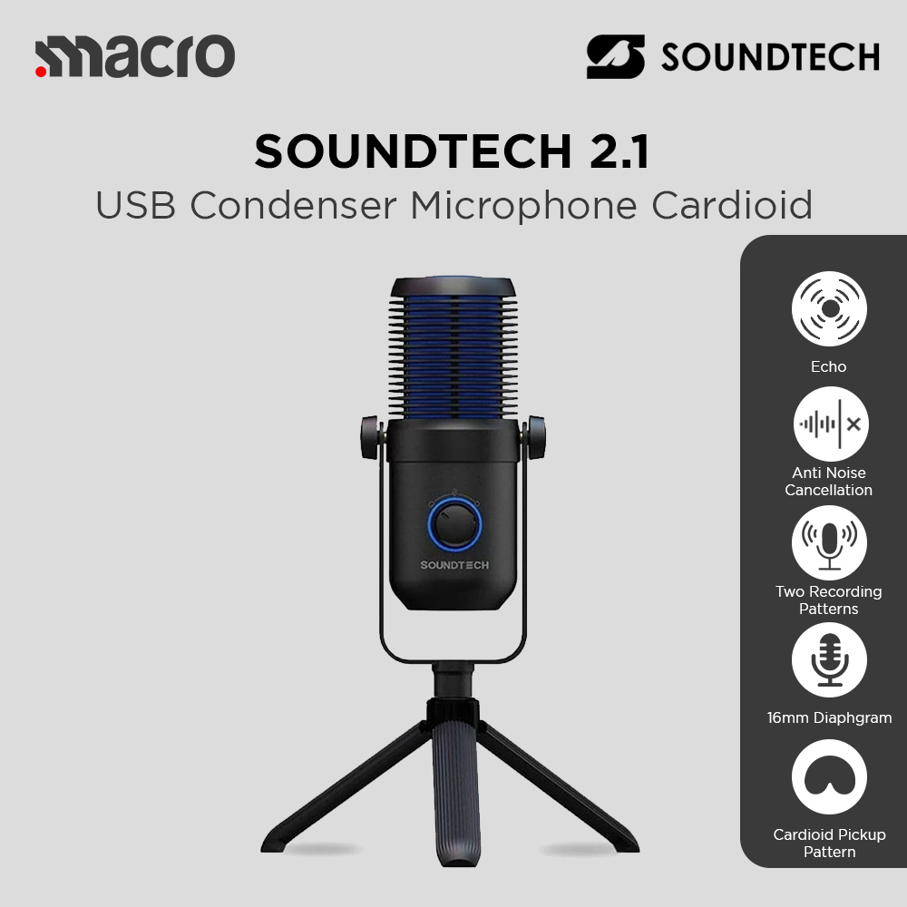 Jual SOUNDTECH 2.1 USB Condenser Microphone Cardioid and Omnidirect for ...